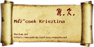 Mácsek Krisztina névjegykártya